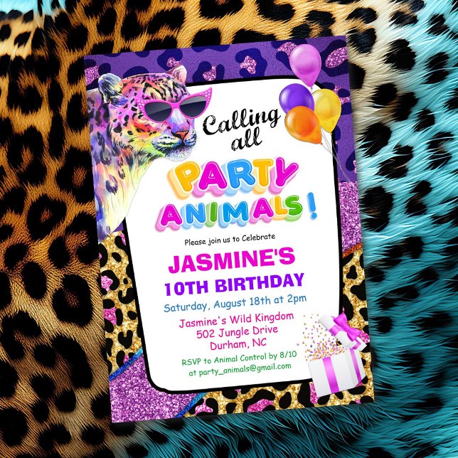 Party Animals Jungle Zoo Birthday Invitation Girl (Creator Uploaded)
