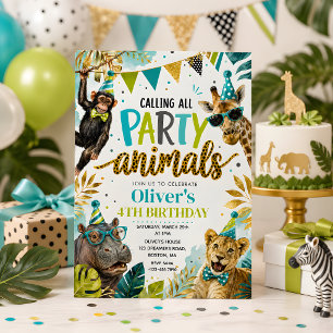 Party Animals Kids Birthday Invitation