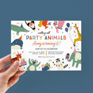 Party Animals Kids Birthday Party Invitation