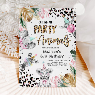 Party Animals Leopard Print Wild Safari Birthday Invitation