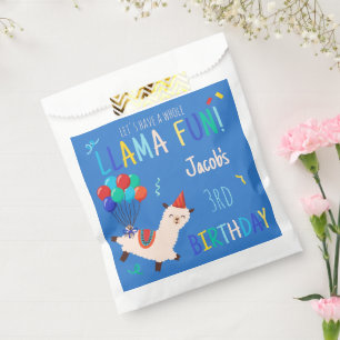 Party Animals Llama Birthday Boys Blue Favour Bag