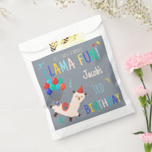 Party Animals Llama Birthday Boys Grey Favour Bag
