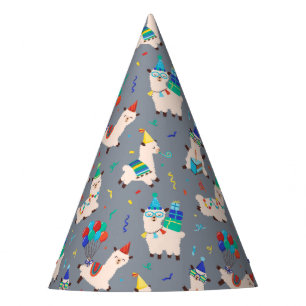 Party Animals Llama Birthday Party Grey Boys Hat
