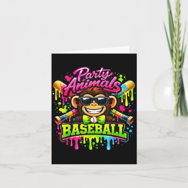 Party animals meme baseball funny monkey  card (Front)