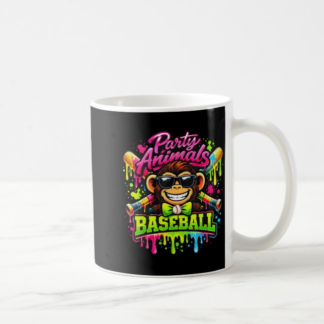 Party animals meme baseball funny monkey  coffee mug (Right)