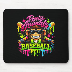 Party animals meme baseball funny monkey mouse pad