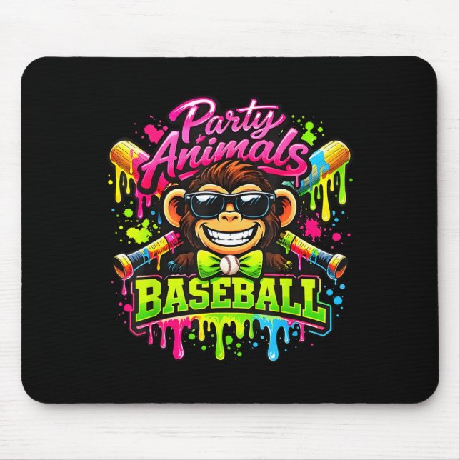 Party animals meme baseball funny monkey  mouse pad (Front)