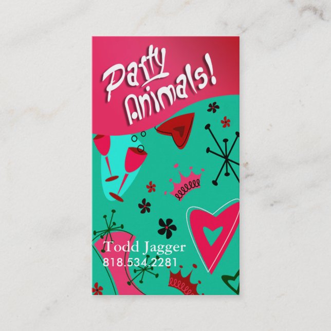 "Party Animals" - Party Planner, Event Organiser Business Card (Front)