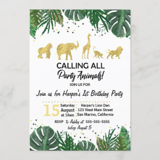 Party Animals Safari Birthday or Shower Invitation