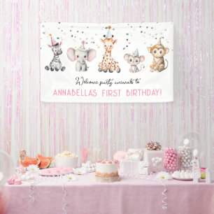 Party animals safari girl birthday welcome sign 