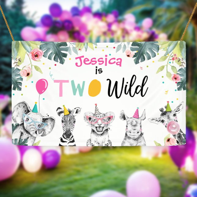 Party Animals Safari Girl Two Wild Pink Backdrop B Banner (Creator Uploaded)