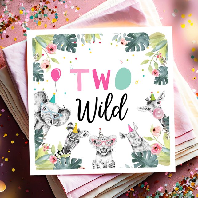 Party Animals Safari Girl Two Wild Second Birthday Napkin (Creator Uploaded)