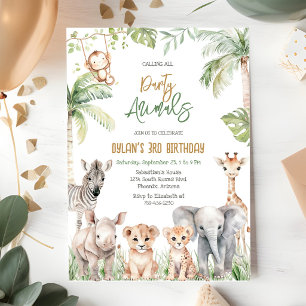 Party Animals Safari Jungle Zoo Kids Birthday Invitation