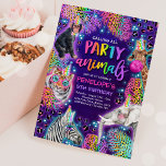 Party Animals Safari Neon Rainbow Cheetah Birthday Invitation<br><div class="desc">Party Animals Safari Neon Rainbow Cheetah Birthday Invitation
All designs are © PIXEL PERFECTION PARTY LTD</div>