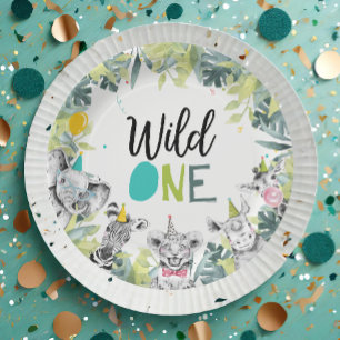 Party Animals Safari Wild One Boy Birthday Party Paper Plate