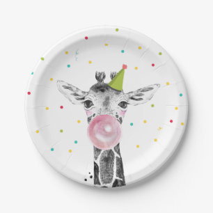 Party Animals Safari Wild One Giraffe Zoo Birthday Paper Plate