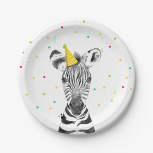 Party Animals Safari Wild One Zebra Zoo Birthday Paper Plate