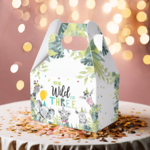 Party Animals Safari Young Wild and Three Birthday Favour Box