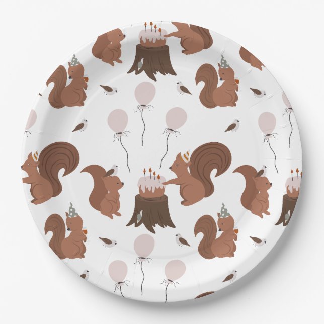 Party Animals Squirrel Birthday Party Paper Plate (Front)
