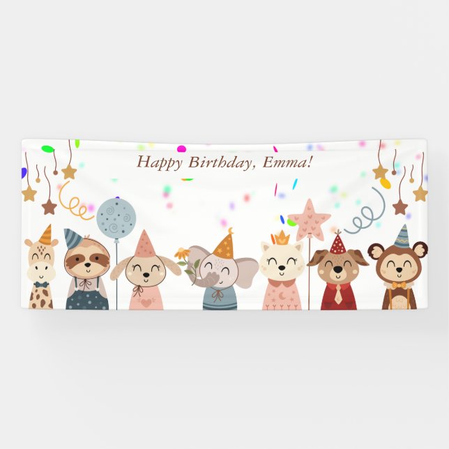 Party Animals theme personalized Banner (Horizontal)