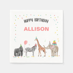 Party Animals Wild One Zoo Jungle Girl Birthday Napkin
