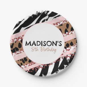 Party Animals Wild Safari Pink Girl Birthday Paper Plate