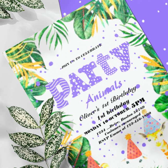 Party Animals Wild Safari Pink Girl Birthday Party Invitation (Creator Uploaded)