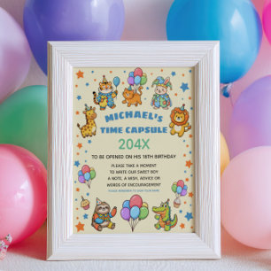Party Animals ZOO First Birthday Time Capsule Sign