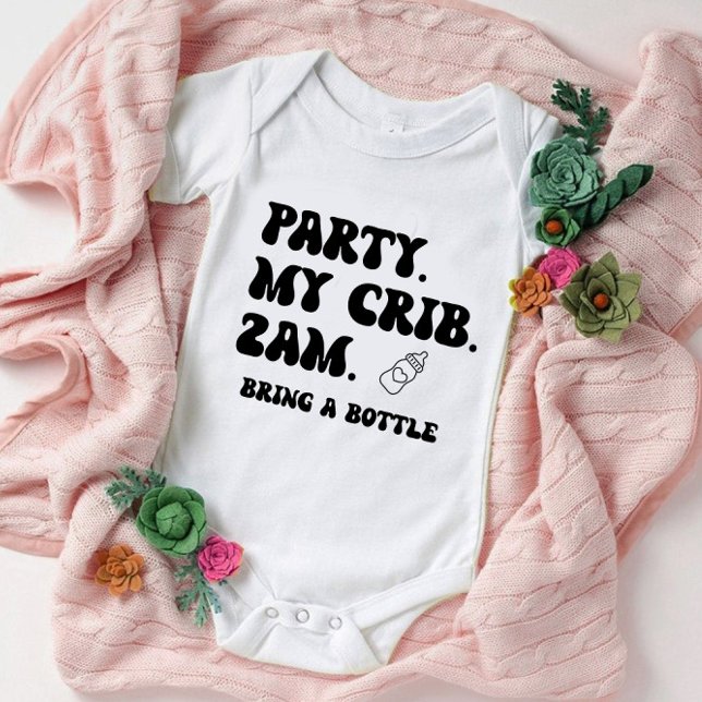 Party At My Crib 2 AM | Cute Funny Baby Bodysuit (Creator Uploaded)