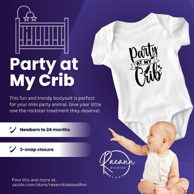 Party at My Crib Baby Jersey Bodysuit (Creator Uploaded)