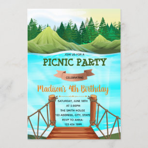 Party at the lake birthday theme invitation