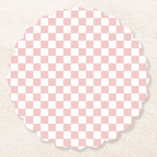 Party Baby Pink Chequerboard wedding shower Paper Coaster