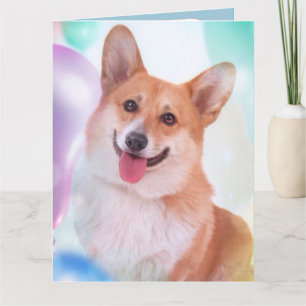 Party Balloon Corgi Card
