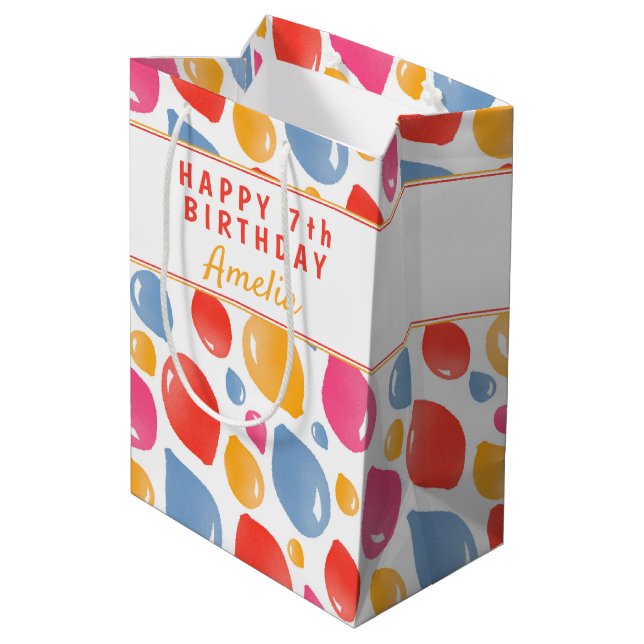 Party Balloon Pattern Kid`s Birthday   Medium Gift Bag (Back Angled)