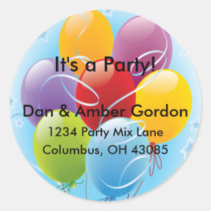 Party Balloons Address Labels