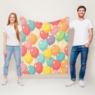 Party balloons in different colors fleece blanket