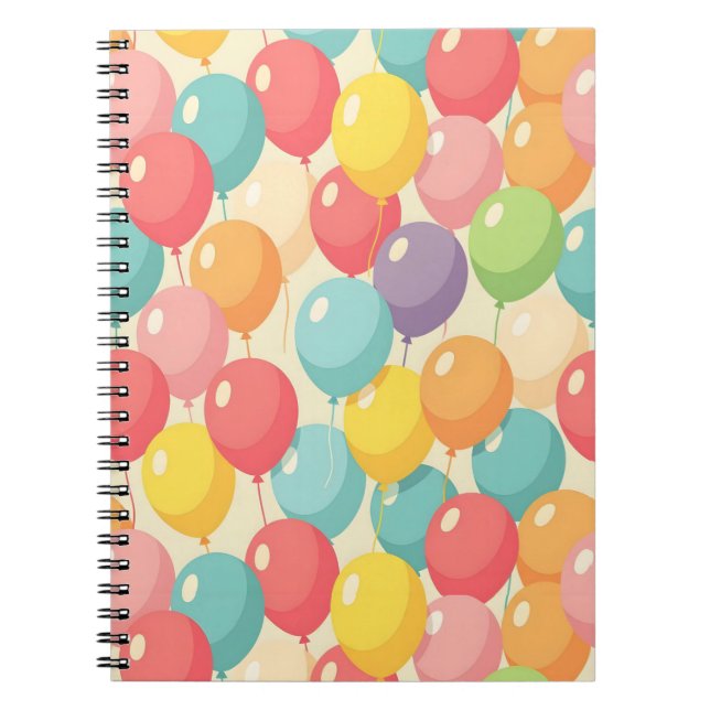 Party balloons in different colors notebook (Front)