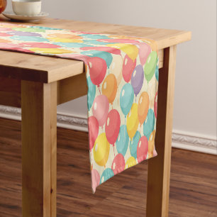 Party balloons in different colors short table runner