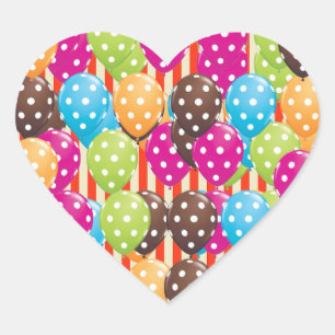 Party Balloons Stripes polka dots circus Fun Heart Sticker