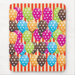 Party Balloons Stripes polka dots circus Fun Mouse Pad