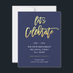 PARTY Bar Mitzvah modern navy   faux gold script Invitation<br><div class="desc">*** NOTE - THE SHINY GOLD FOIL EFFECT IS A PRINTED PICTURE *** - - - - - - - - - - - - - - - - - - - - - - - - CONTACT ME for custom "faux gold foil effect type" Love the design, but would...</div>