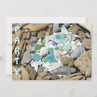PARTY Beach Invitations Seashells Driftwood