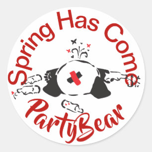 Party Bear Spring Has Come Classic Round Sticker