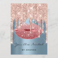 Party Birthday 16th Kiss Lips Rose Blue Glitter