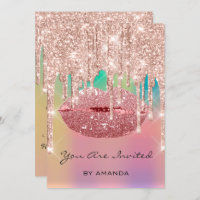 Party Birthday 16th Kiss Lips Rose Glitter