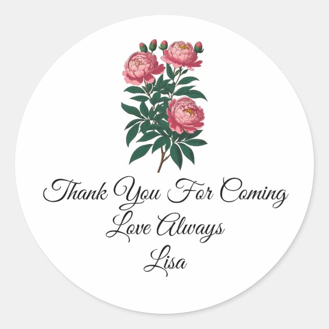 Party Birthday Shower Thank You   Classic Round Sticker (Front)