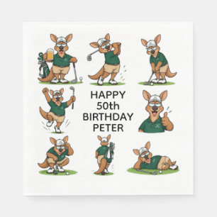 party brewing golfing kanagroos napkin