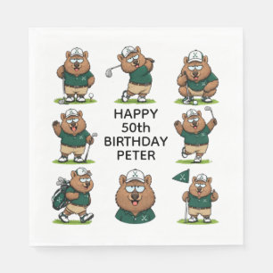 party brewing golfing wombats napkin