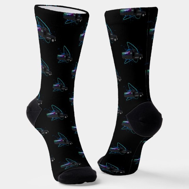 Party Bus Time Colourful Nightlife Eco Statement Socks (Angled)