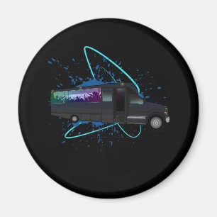 Party Bus Time Colourful Nightlife Fun Celebration Magnet